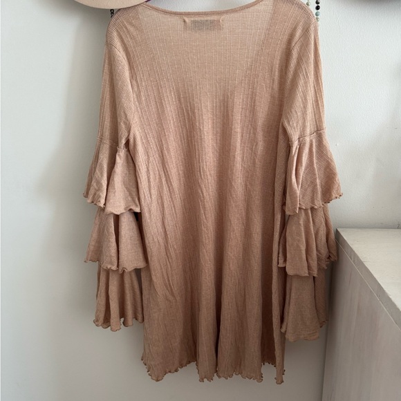 Free People fp beach Seashore Ruffle Bell Sleeve Mini Dress - Picture 4 of 6